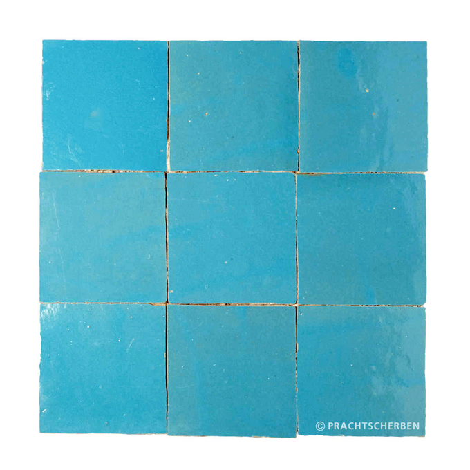 ZELLIGES aus Marokko, glasierte Terracotta, Bleu Ciel Nr. 29 , 10×10 / 1,0 cm, Preis: 149,00 € / m² *