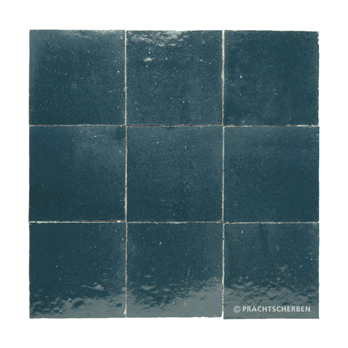 ZELLIGES aus Marokko, glasierte Terracotta, Bleu Petrol Nr. 36 , 10×10 / 1,0 cm, Preis: 140,00 € / m² *