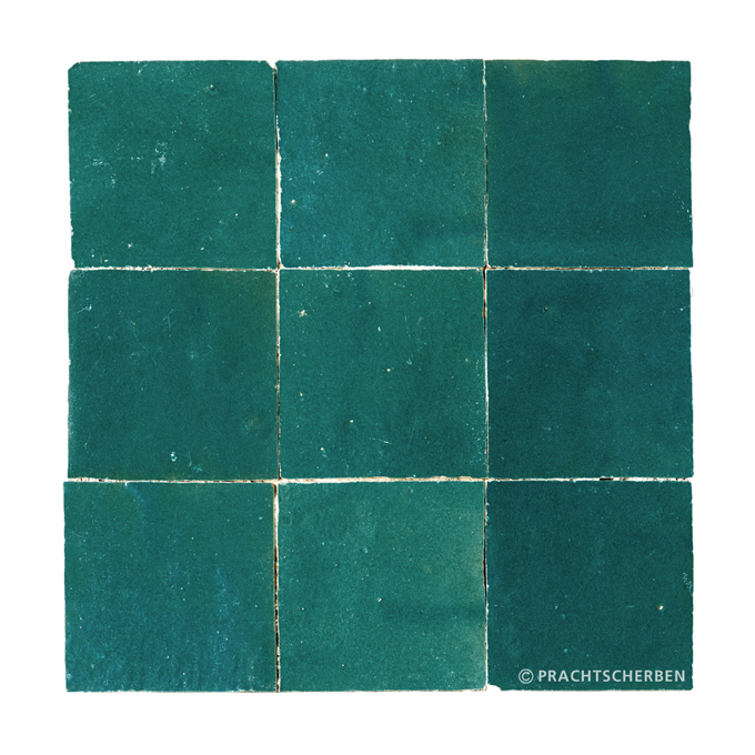 ZELLIGES aus Marokko, glasierte Terracotta, Petrol Clair Nr. 15 , 10×10 / 1,0 cm, Preis: 140,00 € / m² *