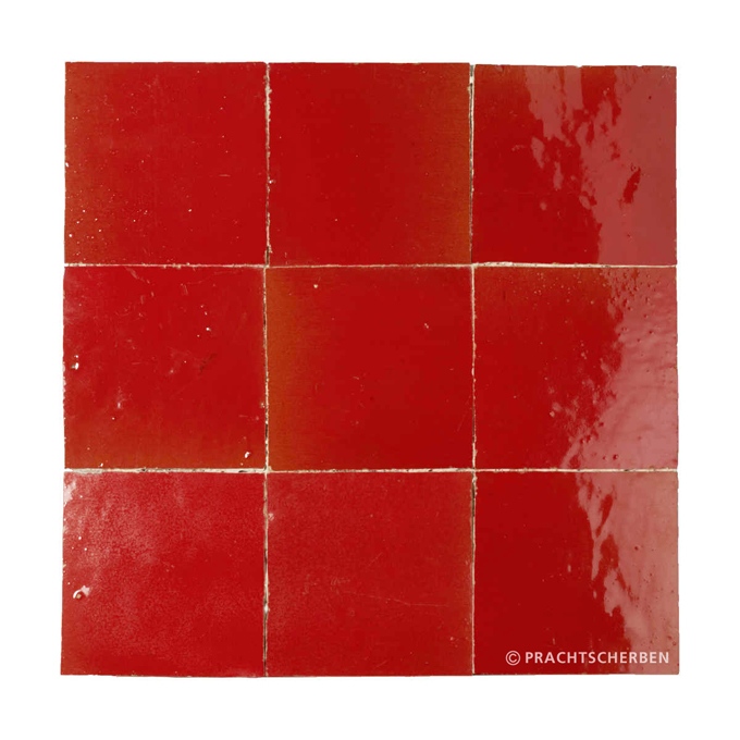 ZELLIGES aus Marokko, glasierte Terracotta, Rouge Nr. 28 , 10×10 / 1,0 cm, Preis: 149,00 € / m² *